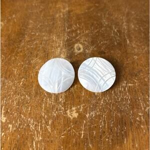 NATIVE AMERICAN‎ NAVAJO STERLING SILVER MOTHER OF PEARL EARRINGS Round Circle